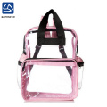 China supplier bulk fashion pink multi-pockets transparent pvc backpack